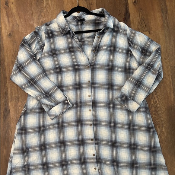 Torrid Blue and White Plaid Shirt Dress 100% Cotton Size 4X - Picture 2 of 8